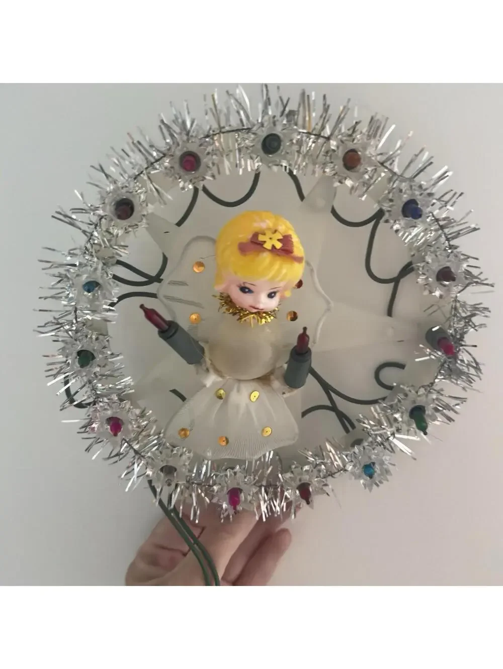 Vintage 1978 Yuletide Twinkling Angel Christmas Tree Topper Star Reflector Light